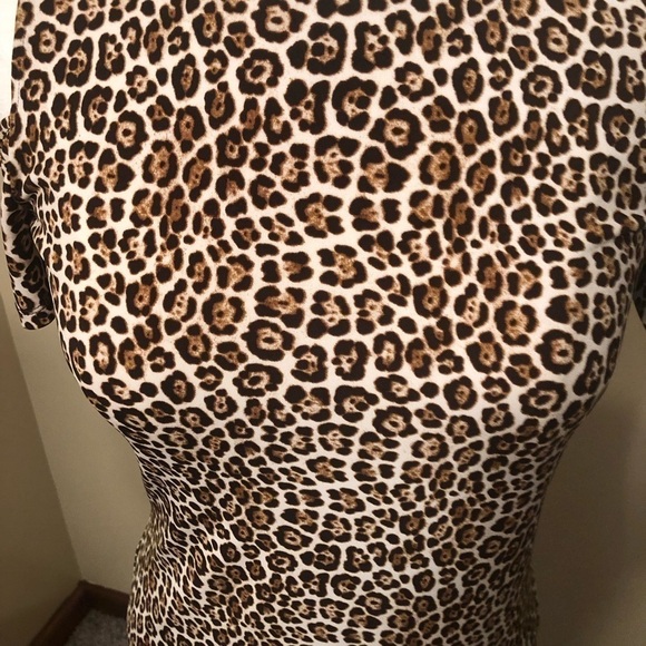 Michael Michael Kors Leopard Print Cold Shoulder Dress Sz XS - Picture 2 of 6